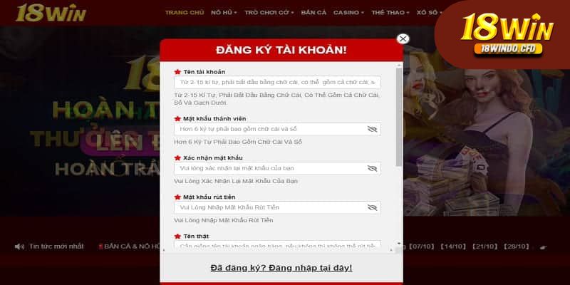 Quy trình 4 bước truy cập vào trang web 18Win